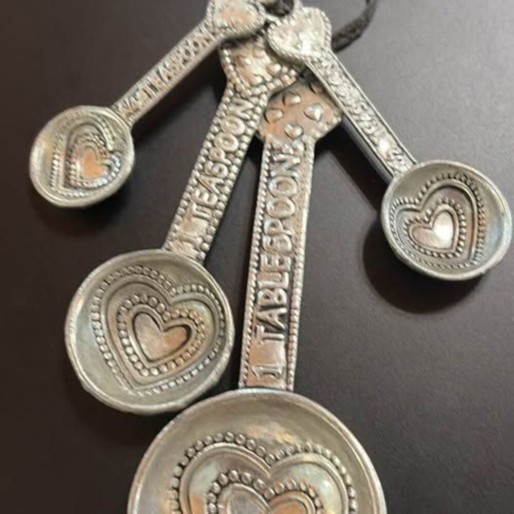 Pewter Heart Measuring Spoons Set